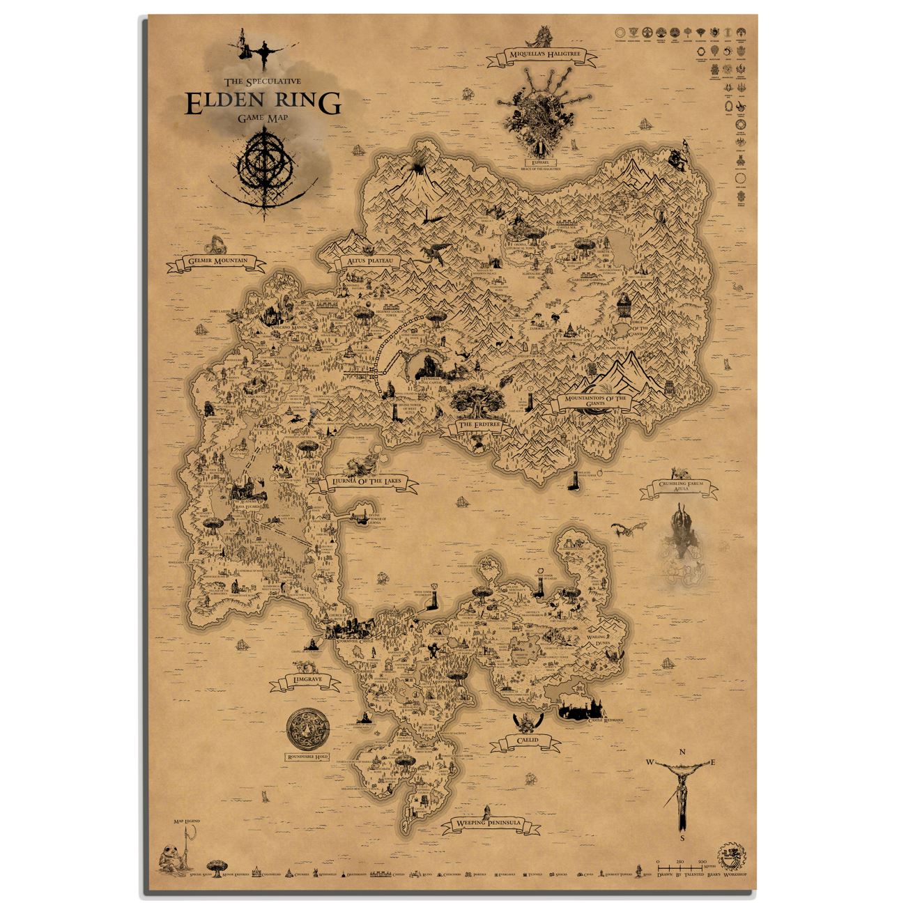 Speculative Elden Ring World Map, Lands Between Poster