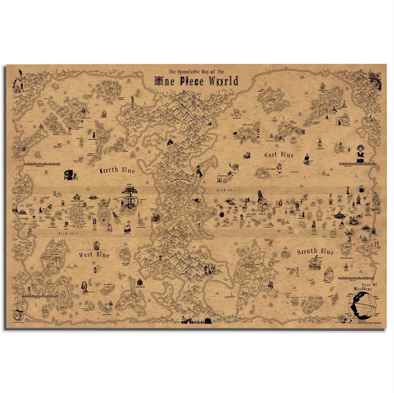 Carte du monde One Piece, Affiche de Monkey D Luffy