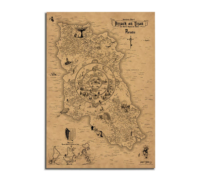 Attack on Titan World Map, Paradis Island Poster
