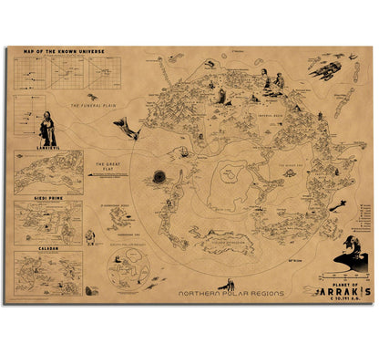 The Planet of Arrakis, Frank Herbert's Dune Universe Map