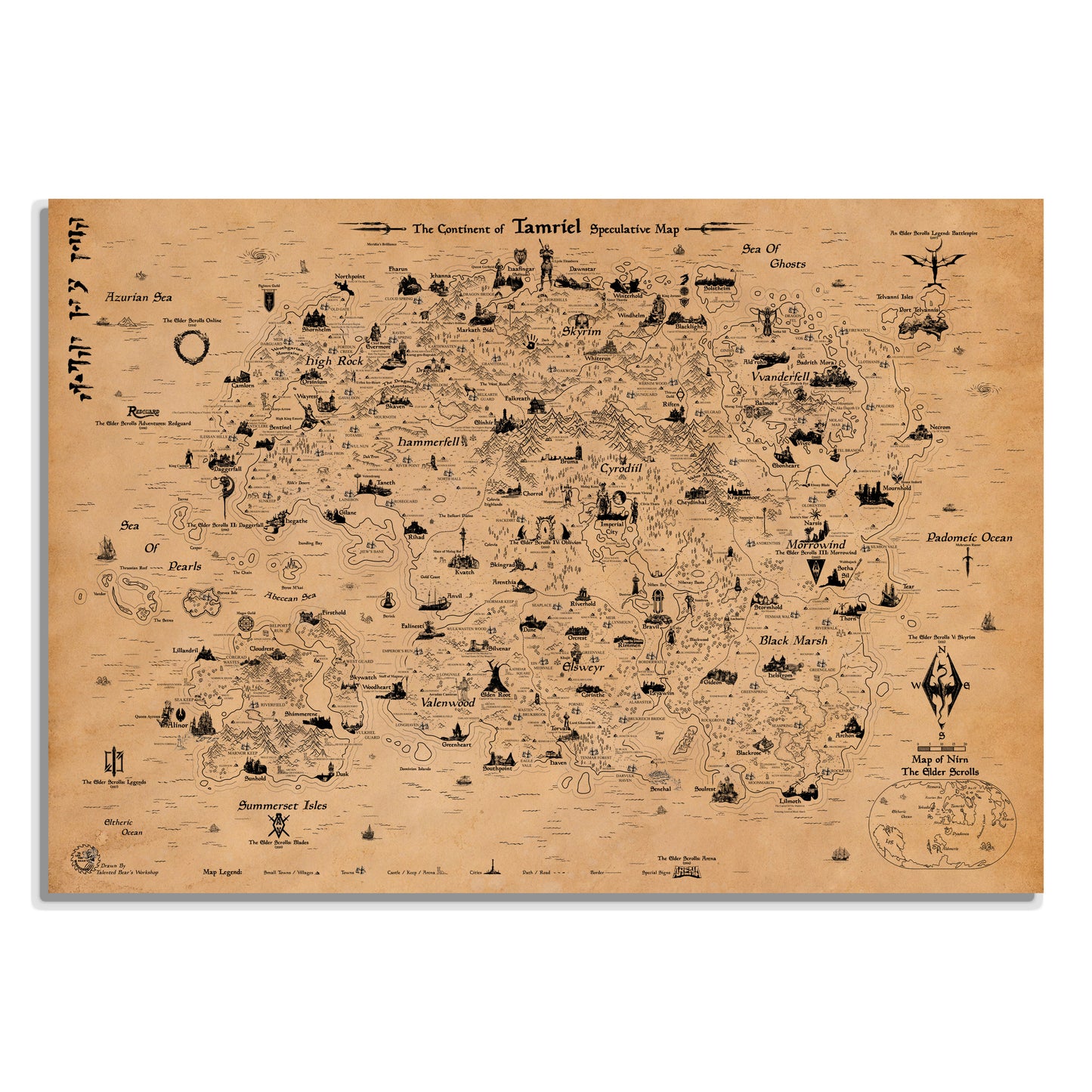 The Elder Scroll World Map, Tamriel Continent and Nirn Map