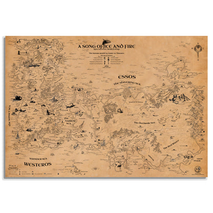 Game Of Thrones The Known World Map, ASOIAF Universe Westeros and Essos Map