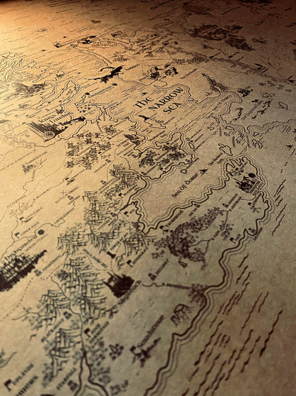 Game Of Thrones The Known World Map, ASOIAF Universe Westeros and Essos Map