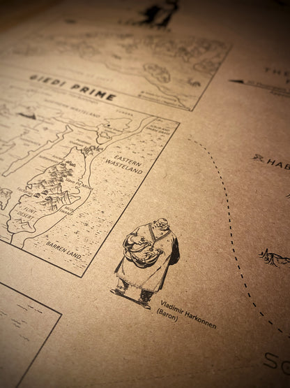 The Planet of Arrakis, Frank Herbert's Dune Universe Map