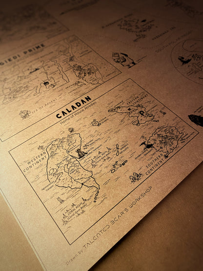 The Planet of Arrakis, Frank Herbert's Dune Universe Map