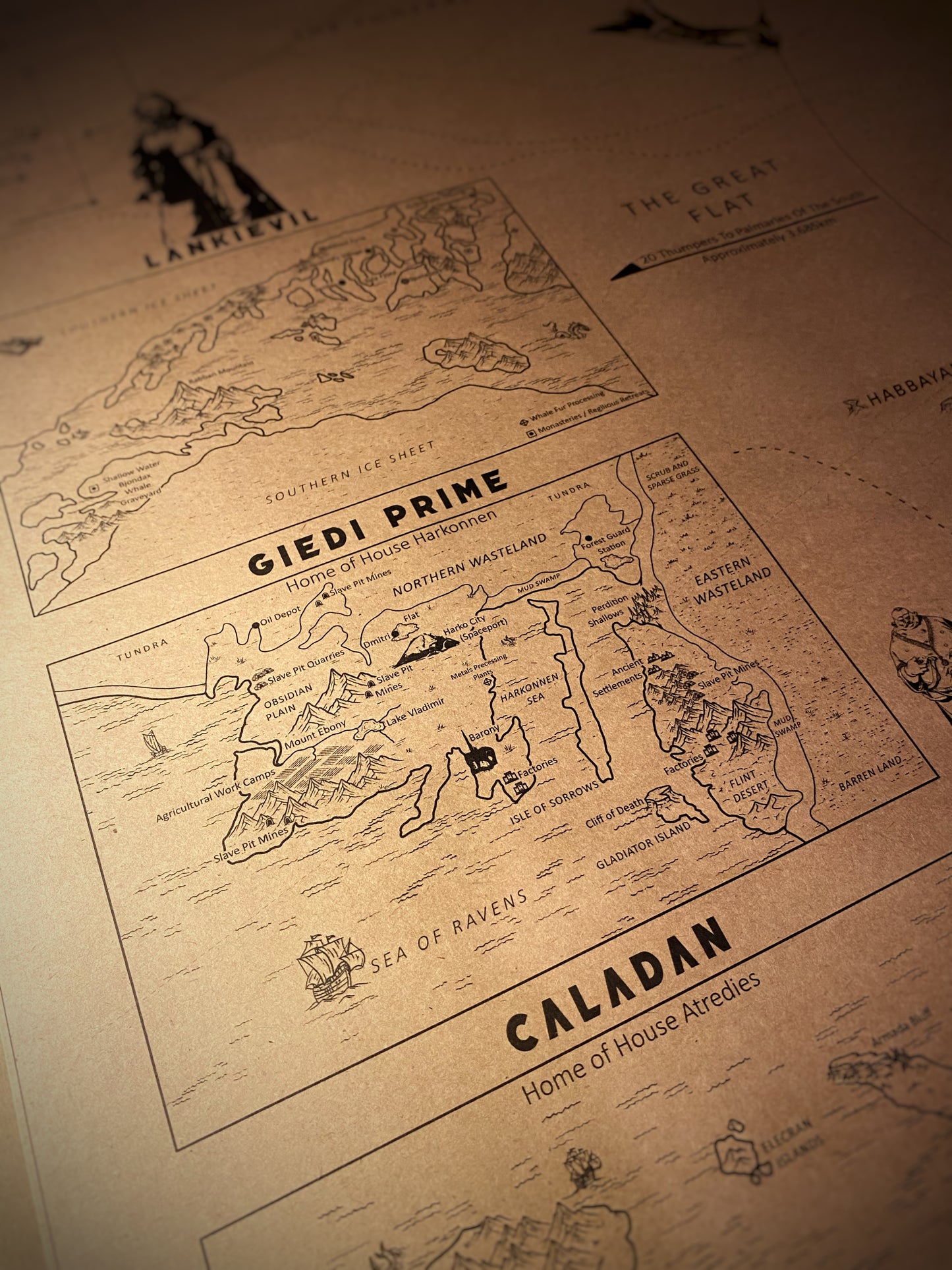 The Planet of Arrakis, Frank Herbert's Dune Universe Map