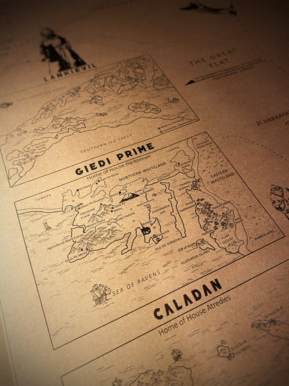 The Planet of Arrakis, Frank Herbert's Dune Universe Map