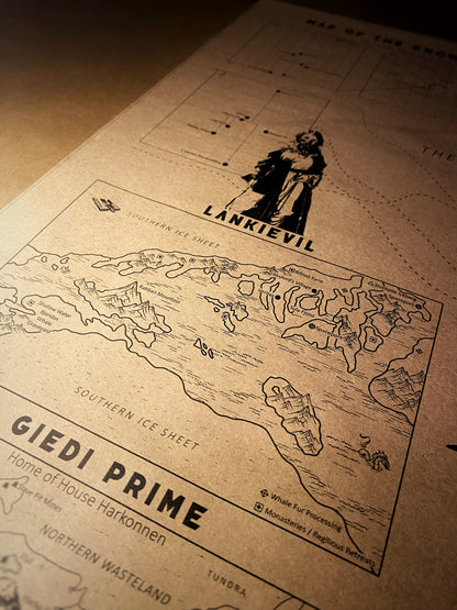 The Planet of Arrakis, Frank Herbert's Dune Universe Map