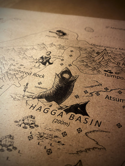 The Planet of Arrakis, Frank Herbert's Dune Universe Map