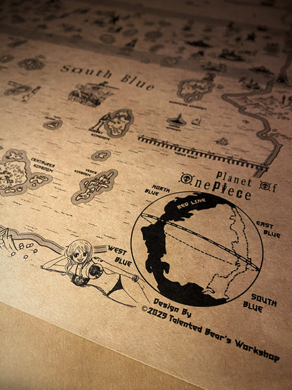 Carte du monde One Piece, Affiche de Monkey D Luffy