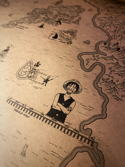 Carte du monde One Piece, Affiche de Monkey D Luffy