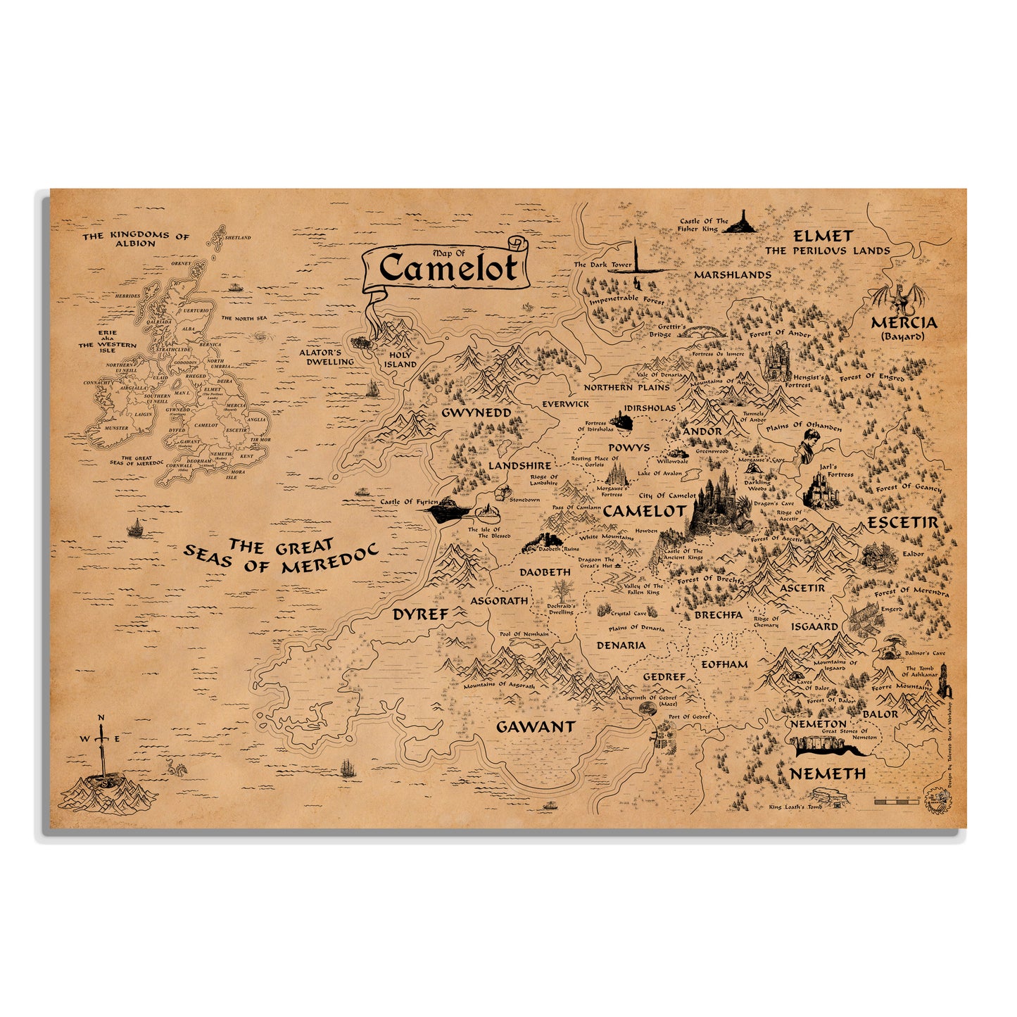 Map of the Kingdom of Camelot, Merlin Wall Art