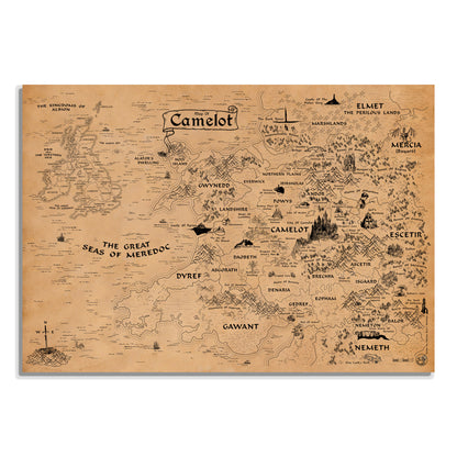 Map of the Kingdom of Camelot, Merlin Wall Art