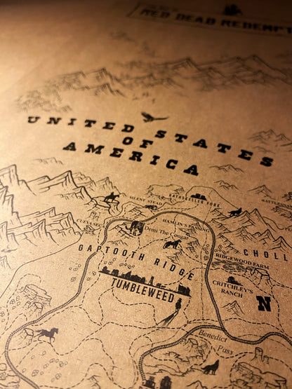 Red Dead Redemption Speculative Game Map, RDR Poster