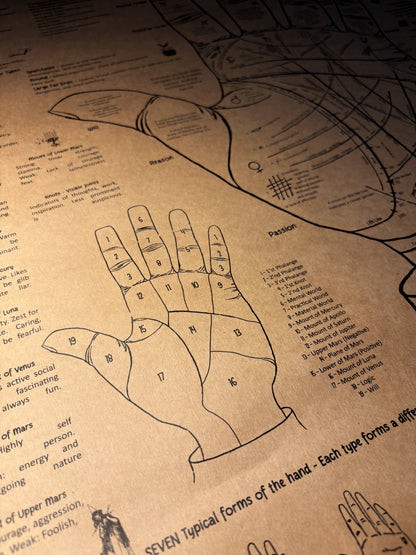 Palm Chart Wall Art, Palmistry Poster