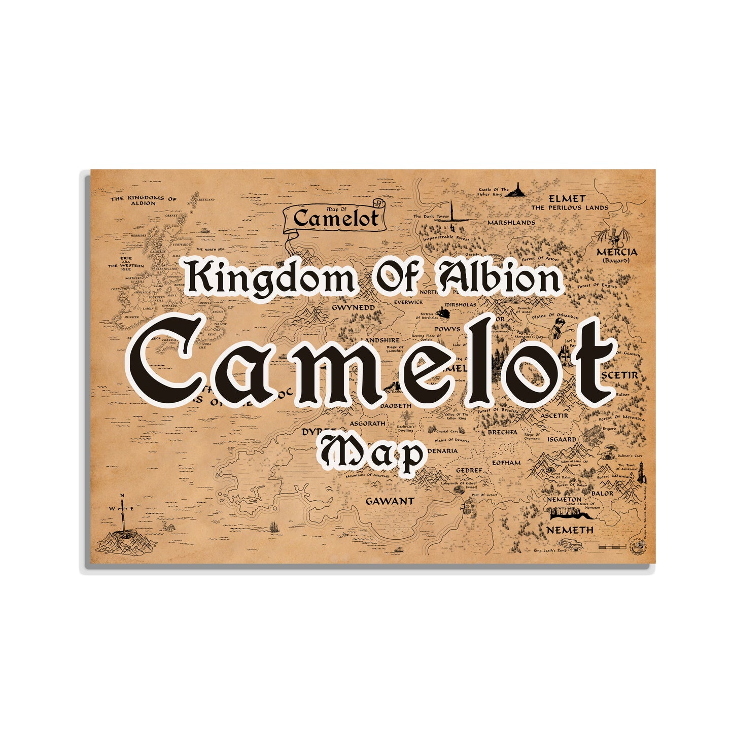 Map of the Kingdom of Camelot, Merlin Wall Art