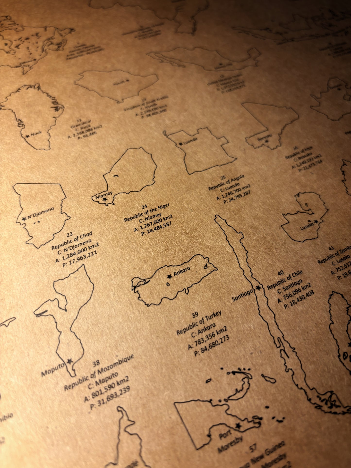 World Country Areas Wall Art